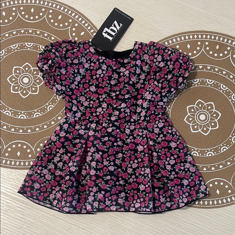 Flowers By Zoe (FBZ) Floral Dress with Pink and Fuchsia  Flowers